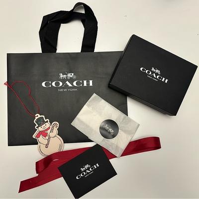 Coach Accessories | Coach Packaging Bundle - Bag, Box, Ribbon, Envelope, Holiday Tag | Color: Black/Red | Size: Os