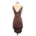 Makers of Dreams Casual Dress - Bodycon: Brown Solid Dresses - Women's Size X-Small