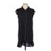 BB Dakota Casual Dress - Shirtdress: Black Stripes Dresses - Women's Size Small
