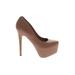 Steve Madden Heels: Slip-on Stilleto Minimalist Tan Print Shoes - Women's Size 7 1/2 - Round Toe