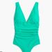 J. Crew Swim | Jcrew Women’s Ruched Neck Green One Piece Size 8 | Color: Green | Size: 8