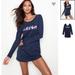 Victoria's Secret Intimates & Sleepwear | Medium Victoria’s Secret Crush Glitter Graphic Sleep Shirt Nightgown Dress | Color: Blue/Purple | Size: M