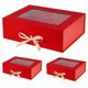 PLINJOY 3 Pcs Red Extra Large Gift Box for Presents with Ribbon 16.5x13x5.3 Inches Clear Gift Box with Window Magnetic Closure Gift Boxes with Lids