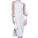 Anthropologie Dresses | Daily Practice Sleeveless Ribbed Knit Cowl Neck Midi Dress Light Grey Large | Color: Gray/White | Size: L