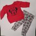 Disney Matching Sets | 12m Minnie Mouse Disney Junior 2 Piece Glittery Sweater Leggings Set Red Gray | Color: Gray/Red | Size: 12mb