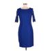 Antonio Melani Casual Dress - Sheath: Blue Solid Dresses - Women's Size 6