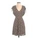 Old Navy Casual Dress - Wrap: Brown Leopard Print Dresses - Women's Size Small