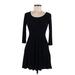 Pinc Casual Dress - A-Line Scoop Neck 3/4 sleeves: Black Print Dresses - Women's Size Medium