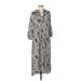 Zara Casual Dress - Midi V Neck 3/4 sleeves: Ivory Dresses - Women's Size X-Small