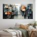 Design Art Hardedge Art Urban Geometry I - Modern Metal Art Print Set Metal in Gray/Orange | 28 H x 60 W x 1 D in | Wayfair MT72671-401