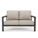 Birch Lane™ Roni Loveseat w/ Sunbrella Cushion Metal/Rust - Resistant Metal/Sunbrella® Fabric Included in Black/Brown | Outdoor Furniture | Wayfair