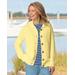 Appleseeds Women's Shaker-Stitch Rib-Collar Cardigan - Yellow - PXL - Petite