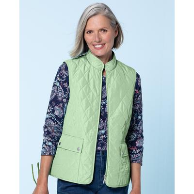 Appleseeds Women's Berkshire Solid Quilted Vest - Green - PM - Petite