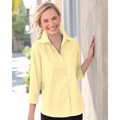 Appleseeds Women's Foxcroft® Non-Iron Perfect-Fit Three-Quarter-Sleeve Shirt - Yellow - 10P - Petite