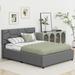 Wrought Studio™ Queen Size Upholstered Platform Bed w/ Brick Pattern Headboard & 4 Drawers, Linen Fabric Metal in Gray | Wayfair