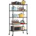 Rebrilliant Myree 5-Shelf Shelving w/ Wheels Adjustable Heavy Duty Steel Wire Shelving Rack Steel in Black | 63.7 H x 30 W x 14 D in | Wayfair