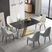 Everly Quinn Amarine 63" L x 35.43" W Dining Set Wood/Metal in Black/Yellow | 29.53 H x 35.43 W x 63 D in | Wayfair