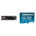 Samsung 990 PRO NVMe M.2 SSD & EVO Select microSD-Karte + SD-Adapter, 512 GB, Speicherkarte für Smartphone und Tablet, UHS-I U3, Full HD, 130 MB/s Lesen, MB-ME512KA/EU