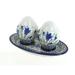 Blue Rose Polish Pottery 1282 Zaklady Salt & Pepper Shakers with Plate
