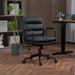 PU Leather Home Office Desk Task Swivel Chair with Wheels, Padded Arms
