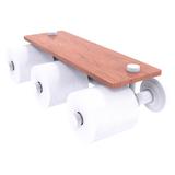 Allied Brass Que New Collection Horizontal Reserve 3 Roll Toilet Paper Holder with Wood Shelf