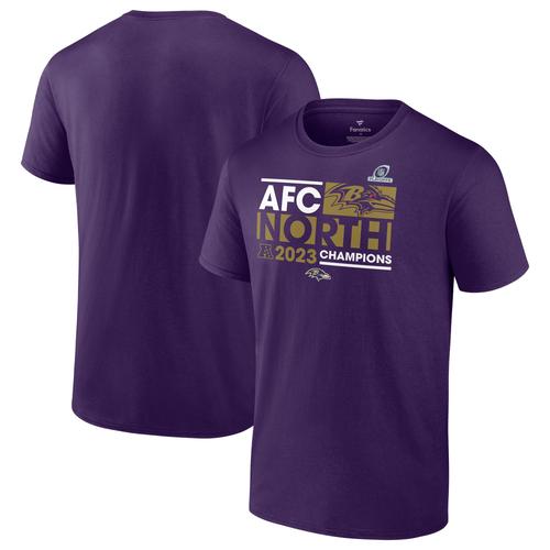 Lila Baltimore Ravens 2023 AFC North Division Champions Fanatics T-Shirt für Herren in großen Größen