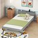 Twin Size Platform Bed Frame with USB Ports and Storage Headboard