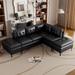 94.88" Pu Leather Corner Sofa w/Movable Storage Ottomans L-Shaped Modular Sectional Sofa w/Removable Backrest, Black