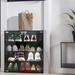 4 Layers Shoe Cabinet w/Glass Door & Glass Layer Shoes Display Cabinet