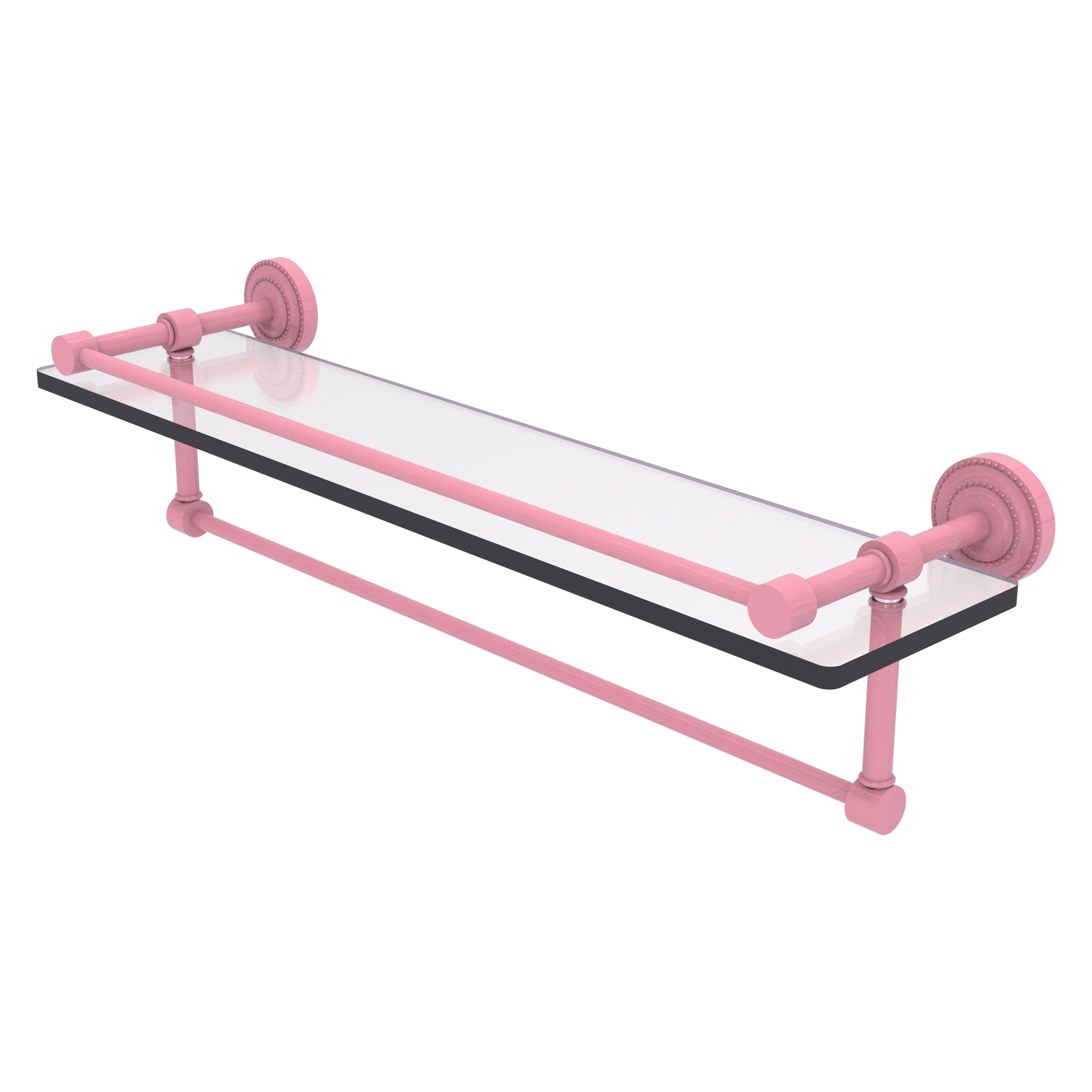 Allied Brass Dottingham 16 Inch Gallery Glass Shelf with Towel Bar