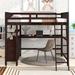 Wooden Storage Bed Loft Bed with Drawers and Desk, Wooden Loft Bed with Shelves