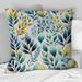 Designart "Watercolor Blue Foliage Botanical Pattern" Botanical Printed Throw Pillow