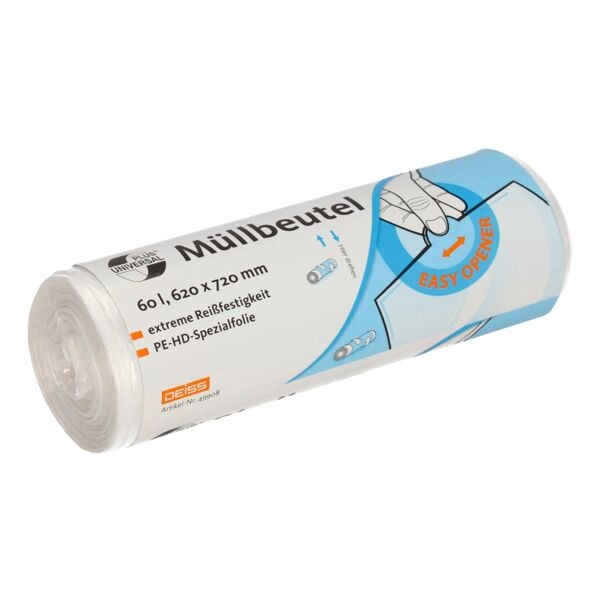 Deiss 50 Müllbeutel »UNIVERSAL PLUS®« 60 Liter transparent grau, 62x72 cm