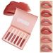 Melotizhi Lipstick Sets for Women Multi Colored Smooth Makeup Gift 6Pcs Liquid Lipstick Makeup Set Liquid Long Lasting Wear Non Stick Cup Not Fade Lip Gloss