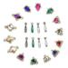 54PCS Nail Ornaments Glass Flat Bottom Drills Alloy Glass Diamond Nail Decors for Lady