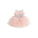 Qtinghua Toddler Baby Girls Ball Gown Sleeveless Bow Mesh Tulle Tutu Princess Dresses Formal Party Birthday Wedding Dress Light Pink 2-3 Years