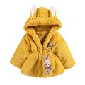 ASFGIMUJ Girls Jackets Coats Winter Jacket Up Kids Sleeve Children Clothes+Bag Zip Cartoon Keep Hoodie Long Warm Coat&Jacket girls Outerwear Jackets & Coats Yellow 2 Years-3 Years