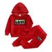 Toddler Autumn Winter Letter Outfits Set Kids Baby Girls Boys Cotton Long Sleeve Pants Hooded Sweatshirt Set Comfy Home Clothes 1-7Y