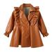 Toddler Child Kids Girls Patchwork Long Sleeve PU Leather Dress Jacket Winter Coats Outer Outfits Clothes Little Girls Ski Coats Chief Rain Coat Winter Cape Winter Coat Girls Size 14 Girls Jackets 6