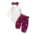 Newborn Baby Girl Fall Winter Clothes 0 3 6 9 12 18 24Months Long Sleeve Romper Pullover Tops Floral Pants Headband Set Outfit