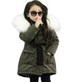 ASFGIMUJ Girls Winter Jacket Baby Girl Fur Hooded Tops Jacket Padded Coat Kids Long Thick Warm Jacket Baby Winter Coat Army Green 4 Years-5 Years