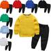 Godderr 2-14Y Infant Boys Girls Crewneck Sweatshirt Multicolor Sweatshirt Pants Suit for Toddler Breathable Cotton Sweatshirt Pants