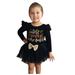 airpow Tutu Dress Toddler Kids Baby Girl Letter Bow Tulle Skirts T Shirt Halloween Outfits Black 110