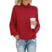 TUWABEII Womens Trendy Tops Women s Casual Solid Knitting Long Sleeves Pullover Sweater