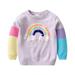 ASFGIMUJ Baby Girl Sweater Boys Girls Winter Long Sleeve Cartoon Rainbow Sequin Embroidery Knit Sweater Warm Sweater For Children Clothes Knit Sweater Purple 3 Years-4 Years