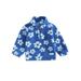 Suanret Toddler Kids Girls Plush Jacket Print Zipper Stand Collar Long Sleeve Coat Winter Warm Outerwear Blue 3-4 Years