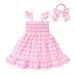 IBTOM CASTLE Toddler Baby Girls Pink Plaid Ruffle Romper Gingham Dress 1st Birthday Outfit Summer Boho Halloween Cosplay Dress up 12-18 Months Pink Dress