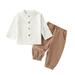 Toddler Fall Outfits For Girls Boys And S Casual Comfort White Top And Brown Pants Solid Color Neutral Suit For And Baby Clothing Sets White 4 Years-5 Years 120(4 Years-5 Years)