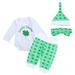 Infant s ST. Patricks Day Outfits Charm Costumes Long Sleeve Romper Clover Printed Pants Headband and Hat Bodysuit Outfit Set
