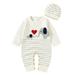 ASFGIMUJ Baby Sweater Outfits Striped Baby Cartoon Girls Jumpsuit Hat Cotton Sweater Clothes Romper Boys Knitted Set Boys Romper&Jumpsuit Knit Sweater White 0 Months-3 Months
